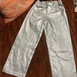 Zara girls silver foil pants preowned